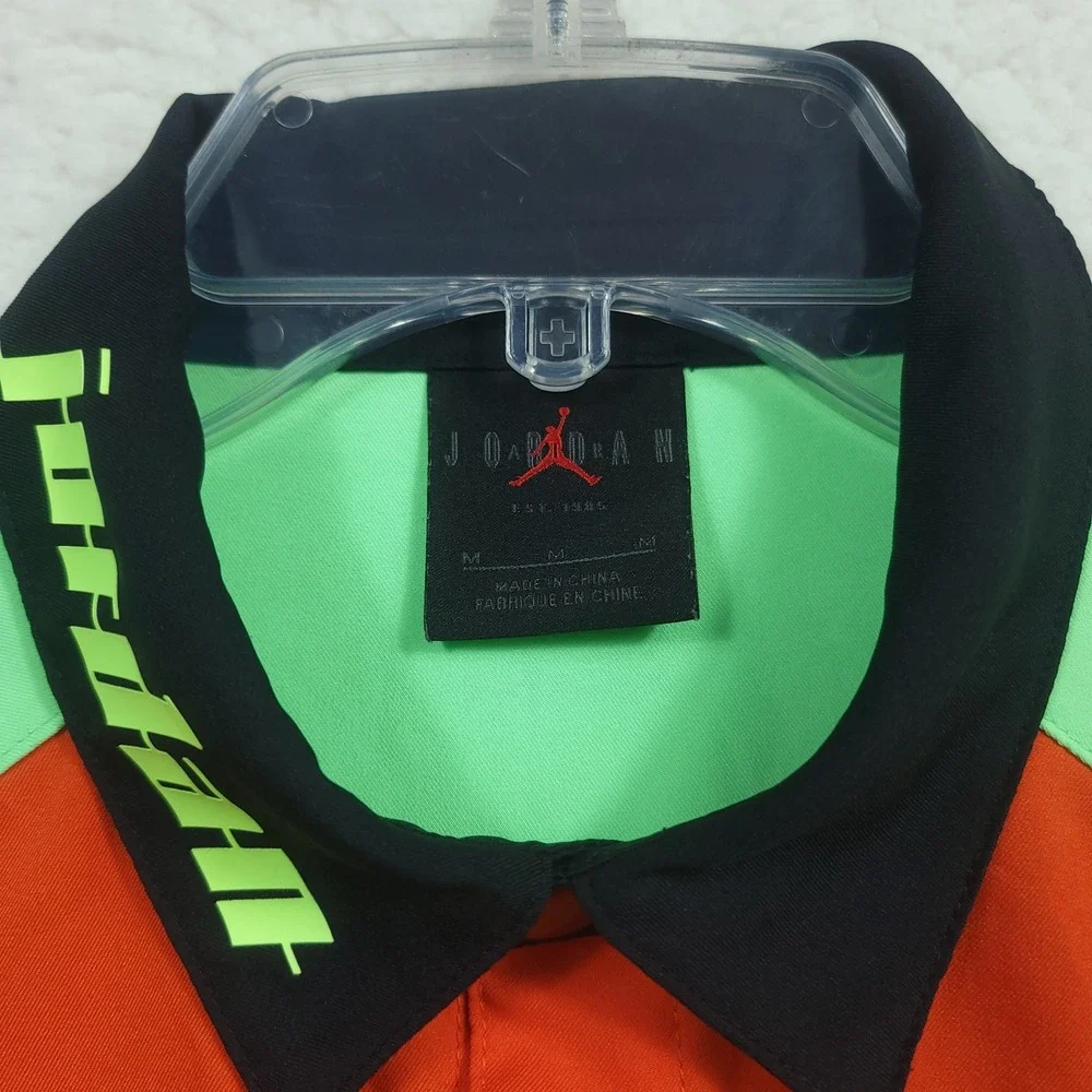 Jordan Snap Up Shirt Mens Medium Black Orange Race Team Jumpman Black Cat